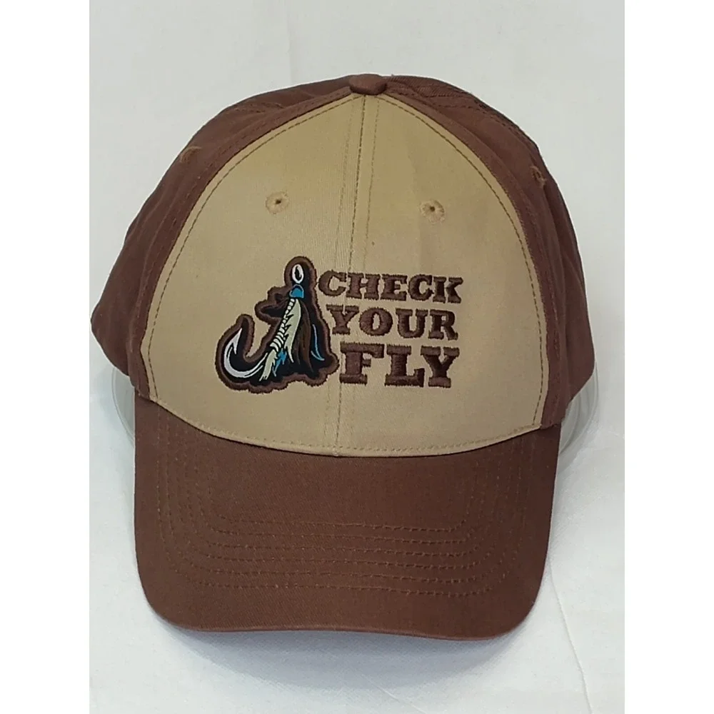 Check Your Fly Lure Cap Hat Paramount Outdoors Baseball Brown Adj VTG SEE 📸 - Picture 2 of 16